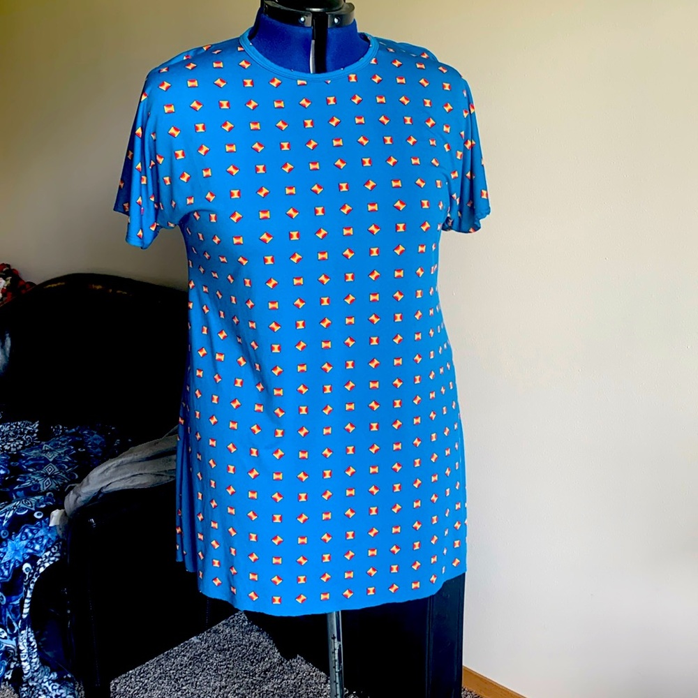 LuLaRoe Blue and Orange Asymmetrical Dress